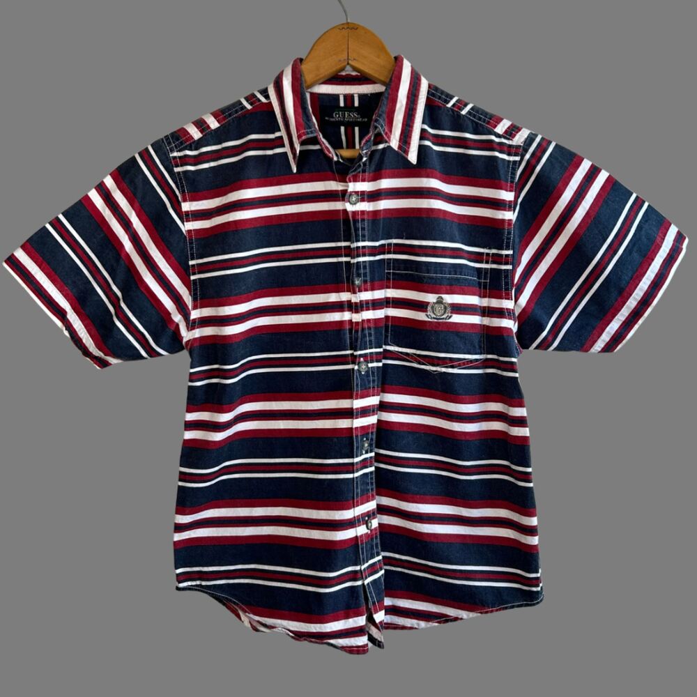 Vintage 90s Classic Guess Button Down Striped Short Sleeve Shirt